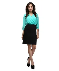V&M Women's Georgette Blouson Dress with All Over lace Skirt and 3/4 Sleeves-thumb1