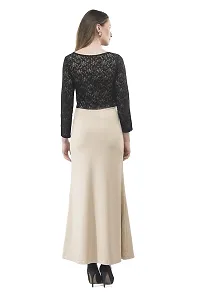 V&M Women's Lace Beige-Black Full Sleeves Fishcut Maxi Dress-thumb4