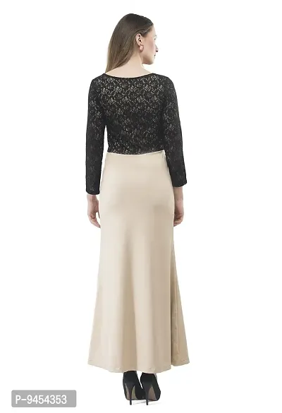 V&M Women's Lace Beige-Black Full Sleeves Fishcut Maxi Dress-thumb5