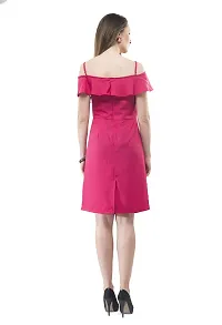 V&M Pink Color Spaghetti Strap V-Neck Summer Frilled Shift Dress for Women (vm130)-thumb4