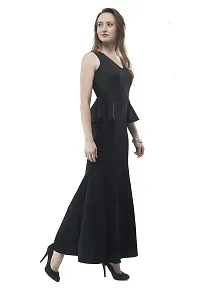 V&M Women's Black V-Neck Bodycon Sleeveless Peplum Mermaid Evening Maxi Party Dress (vm138)-thumb2