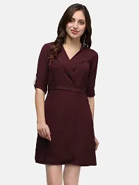 V&M Solid Formal Wrap Dress for Women (X-Small, Brown)-thumb4