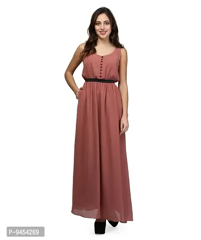 V&M Solid Plain Scoop Neck Front Open Elasticated Waist Long Maxi Dress Having Two Pockets (vm61) (vm62)