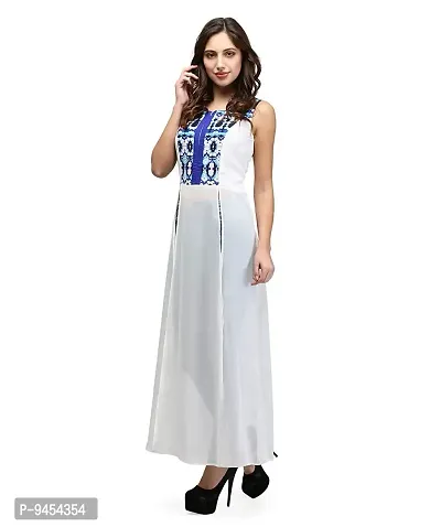 V&M Women White Summer Casual Scoop Neck Sleeveless Solid Color Front Split Maxi Tunic Top Dress with Front Zipper (vm35)-thumb3