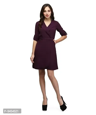 V&M vmV&M Solid Formal Wrap Dress for Women (Small, Purple)-thumb0