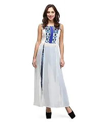 V&M Women White Summer Casual Scoop Neck Sleeveless Solid Color Front Split Maxi Tunic Top Dress with Front Zipper (vm35)-thumb1