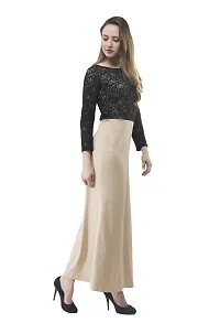 V&M Women's Lace Beige-Black Full Sleeves Fishcut Maxi Dress-thumb2