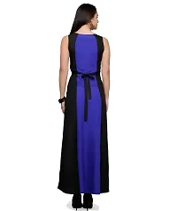 V&M Black Crepe Color Blocked Boat Neck Sleeveless Maxi Dress with Fabric Belt (VM23) (VM24) (VM55)(VM293)-thumb3