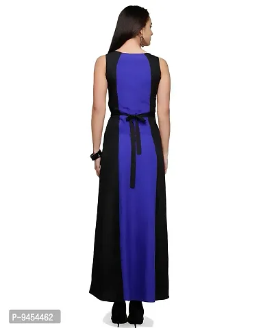 V&M Black Crepe Color Blocked Boat Neck Sleeveless Maxi Dress with Fabric Belt (VM23) (VM24) (VM55)(VM293)-thumb4