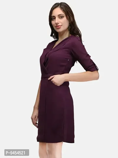 V&M vmV&M Solid Formal Wrap Dress for Women (Small, Purple)-thumb4