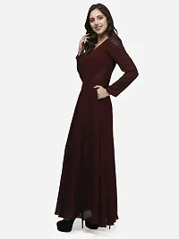 V&M Solid/Plain Women's Full Sleeves V-Neck Indo Western Flared Gown with Pockets (vm77) (vm78)-thumb2