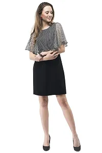 V&M Black and White Lace Cape Sleeve Midi Shift Dress for Women (vm132)-thumb3