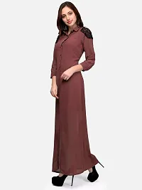 V&M Women's Solid Georgette Button Up 3/4 Sleeves Summer Shirt Long Maxi Dress (Rust, X-Large)-thumb4