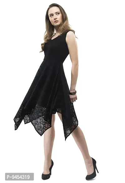 V&M Women's V-Neck Floral Lace Cocktail Party Dress High-Low Sleeveless Dress (vm134)-thumb0