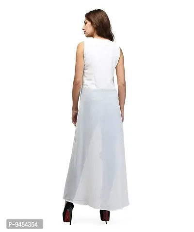 V&M Women White Summer Casual Scoop Neck Sleeveless Solid Color Front Split Maxi Tunic Top Dress with Front Zipper (vm35)-thumb4