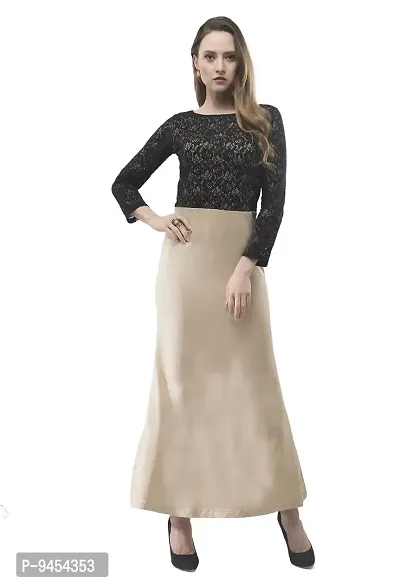V&M Women's Lace Beige-Black Full Sleeves Fishcut Maxi Dress-thumb0
