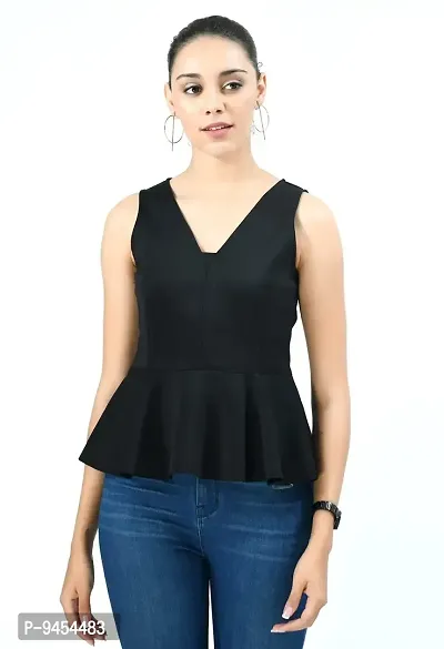 V&M Party Solid Women Sleeveless top (X-Small, Black)