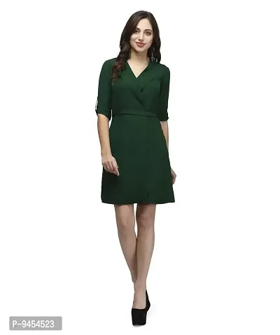 V&M vmV&M Solid Formal Wrap Dress for Women (Medium, Green)