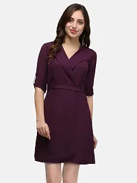 V&M vmV&M Solid Formal Wrap Dress for Women (Small, Purple)-thumb1