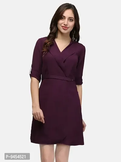 V&M vmV&M Solid Formal Wrap Dress for Women (Small, Purple)-thumb2