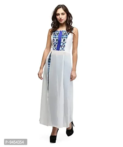 V&M Women White Summer Casual Scoop Neck Sleeveless Solid Color Front Split Maxi Tunic Top Dress with Front Zipper (vm35)