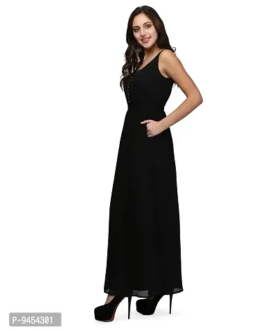 V&M Solid Plain Scoop Neck Front Open Elasticated Waist Long Maxi Dress Having Two Pockets (vm61) (vm62)-thumb3