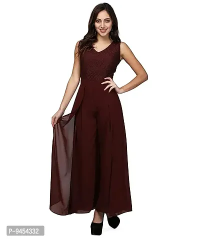 VM Women's Lace Layered Jumpsuit Come Maxi Gown Dress