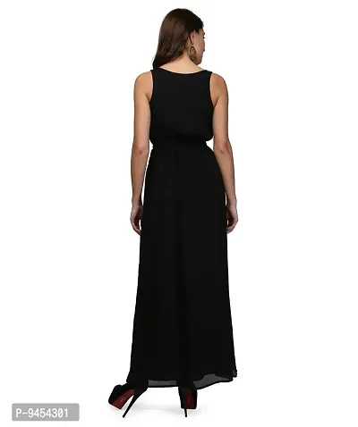 V&M Solid Plain Scoop Neck Front Open Elasticated Waist Long Maxi Dress Having Two Pockets (vm61) (vm62)-thumb4