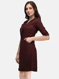 V&M Solid Formal Wrap Dress for Women (X-Small, Brown)-thumb2