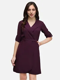 V&M vmV&M Solid Formal Wrap Dress for Women (Small, Purple)-thumb2