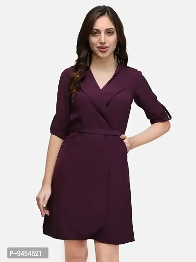 V&M vmV&M Solid Formal Wrap Dress for Women (Small, Purple)-thumb3