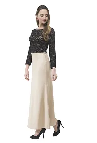 V&M Women's Lace Beige-Black Full Sleeves Fishcut Maxi Dress-thumb3