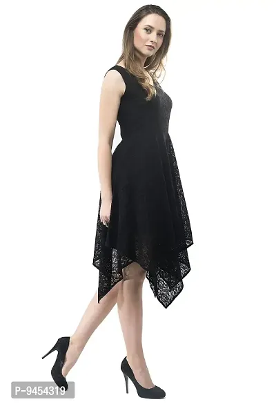 V&M Women's V-Neck Floral Lace Cocktail Party Dress High-Low Sleeveless Dress (vm134)-thumb3