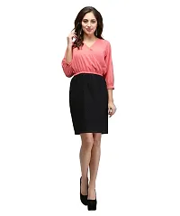 V&M Women's Georgette Blouson Dress with All Over lace Skirt and 3/4 Sleeves-thumb1