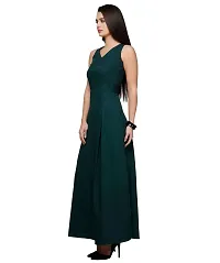 V&M Solid V-Neck A-line Maxi Dress for Women (vm21 vm22 vm266 vm267) (Large, Green)-thumb2