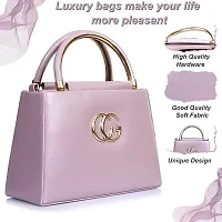 Stylish Pink Synthetic Solid Handbags For Women-thumb1