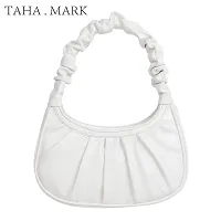 Stylish White Leather Solid Handbags For Women-thumb1