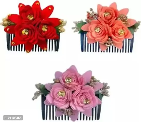 Comb, Flower Design Juda Pin,Pearl Hairpin Comb Hair Accessory Side Comb For Women And Girls Combo Pack Multicolor (Pack-03)