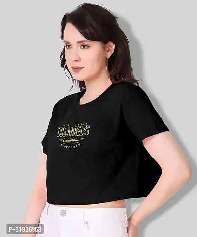 VAISHMA Black Cotton Croptop/Tshirt for Women (Pack of 1)-thumb3