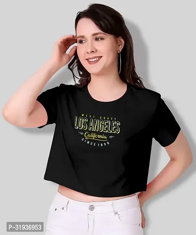 VAISHMA Black Cotton Croptop/Tshirt for Women (Pack of 1)