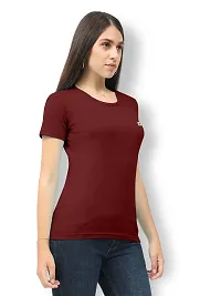 Vaishma Women Maroon Colour Solid T-Shirt (Pack of 1)-thumb2