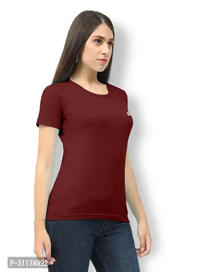 Vaishma Women Maroon Colour Solid T-Shirt (Pack of 1)-thumb3