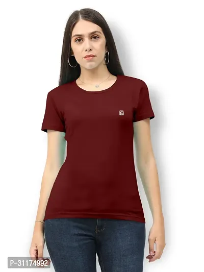 Vaishma Women Maroon Colour Solid T-Shirt (Pack of 1)