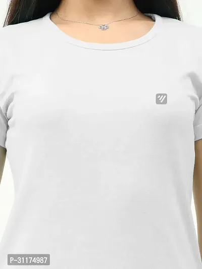 Vaishma Women White Colour Solid T-Shirt (Pack of 1)-thumb5