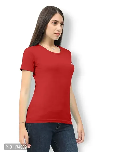 Vaishma Women Red Colour Solid T-Shirt (Pack of 1)-thumb3