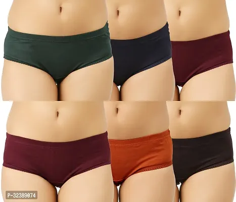 Stylish Multicolor Regular Cotton Plain Panties for Women (Pack of 6 )-thumb0