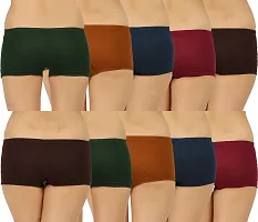 Stylish Multicolor Regular Cotton Plain Boyshorts for Women (Pack of 10)-thumb1