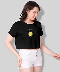 VAISHMA Black Cotton Croptop/Tshirt for Women (Pack of 1)-thumb3