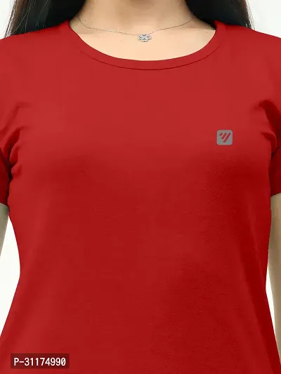 Vaishma Women Red Colour Solid T-Shirt (Pack of 1)-thumb5