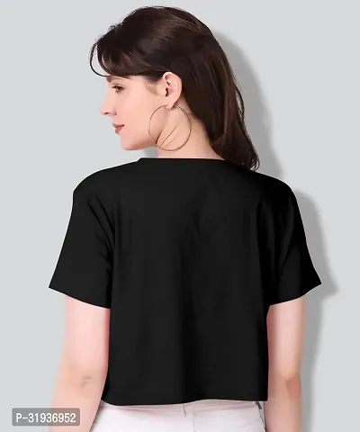 VAISHMA Black Cotton Croptop/Tshirt for Women (Pack of 1)-thumb2